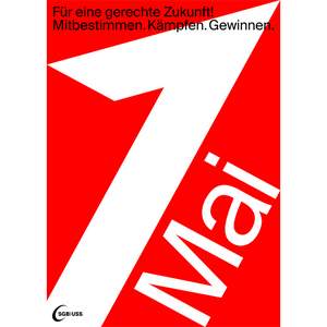 1. Mai-Plakat 2020: Für eine gerechte Zukunft! Mitbestimmen. Kämpfen. Gewinnen.